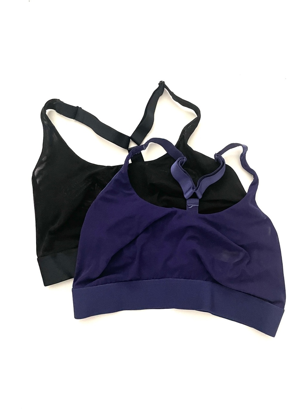 Two Parade Silky Mesh Scoop Racerback Bralette Deep Navy and Black Size 2